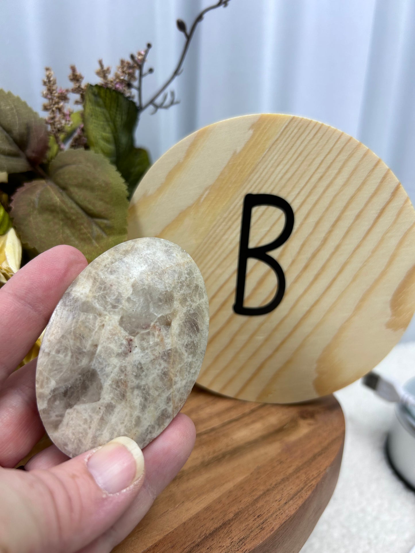 Peach Moonstone Palm Stone B