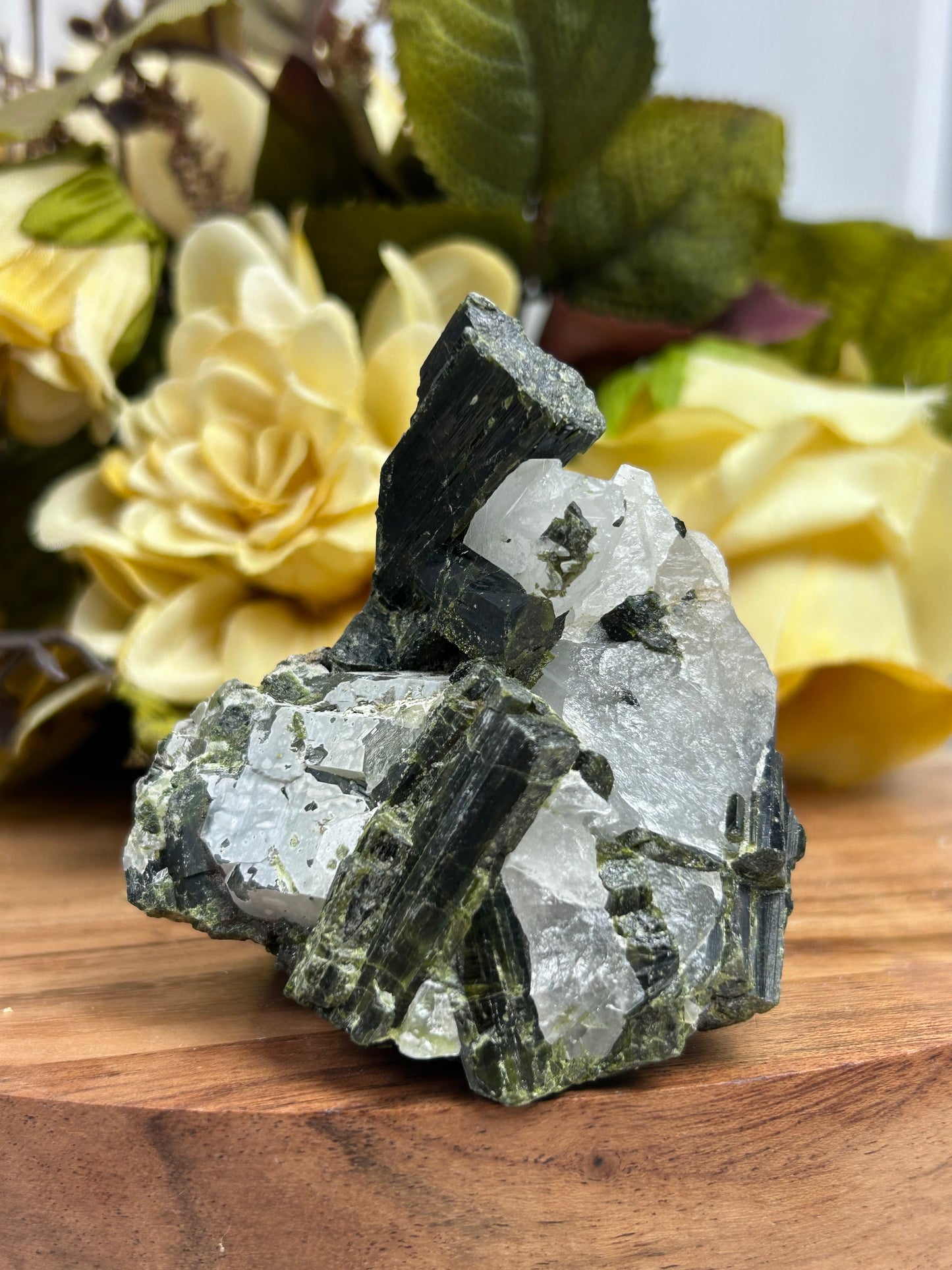 Green Tourmaline and Quartz Specimen