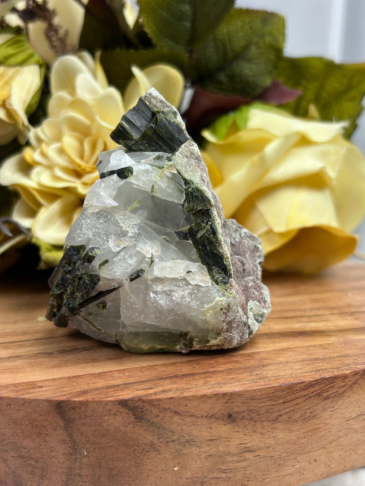 Green Tourmaline and Quartz Specimen