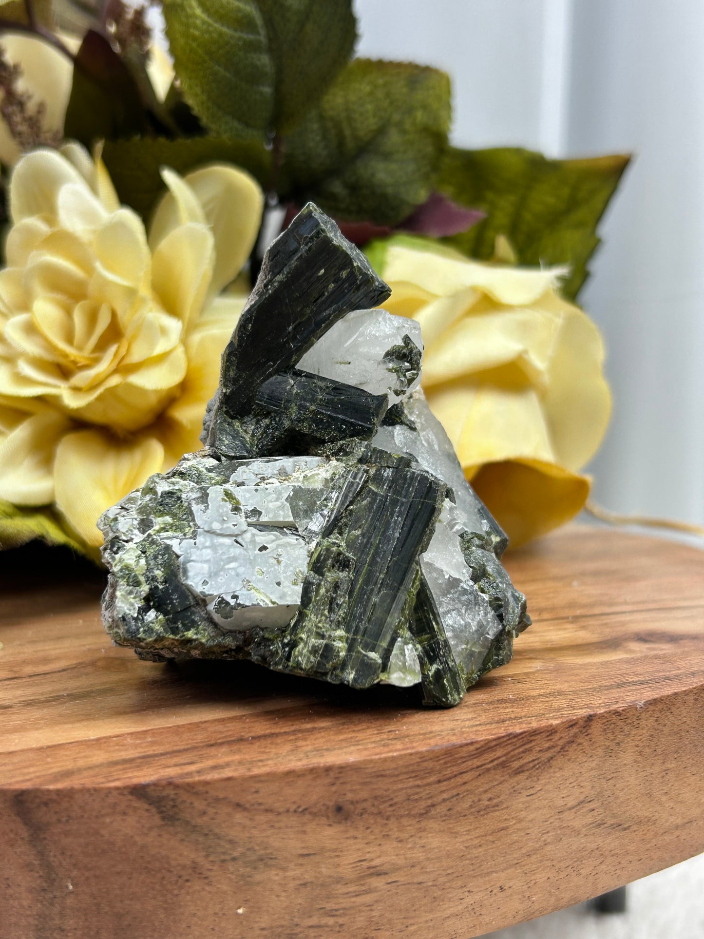 Green Tourmaline and Quartz Specimen