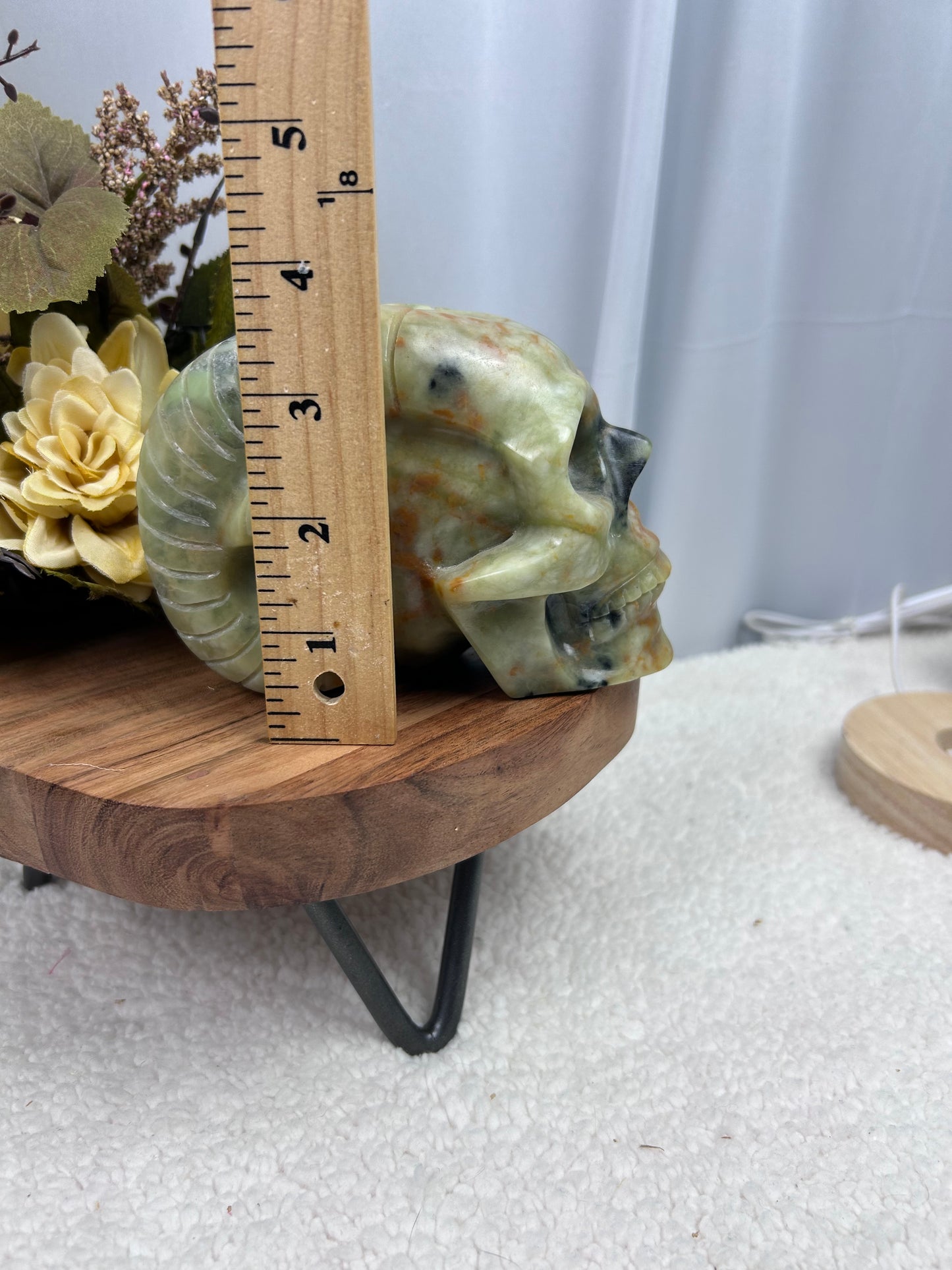 Green Onyx Horned Skull
