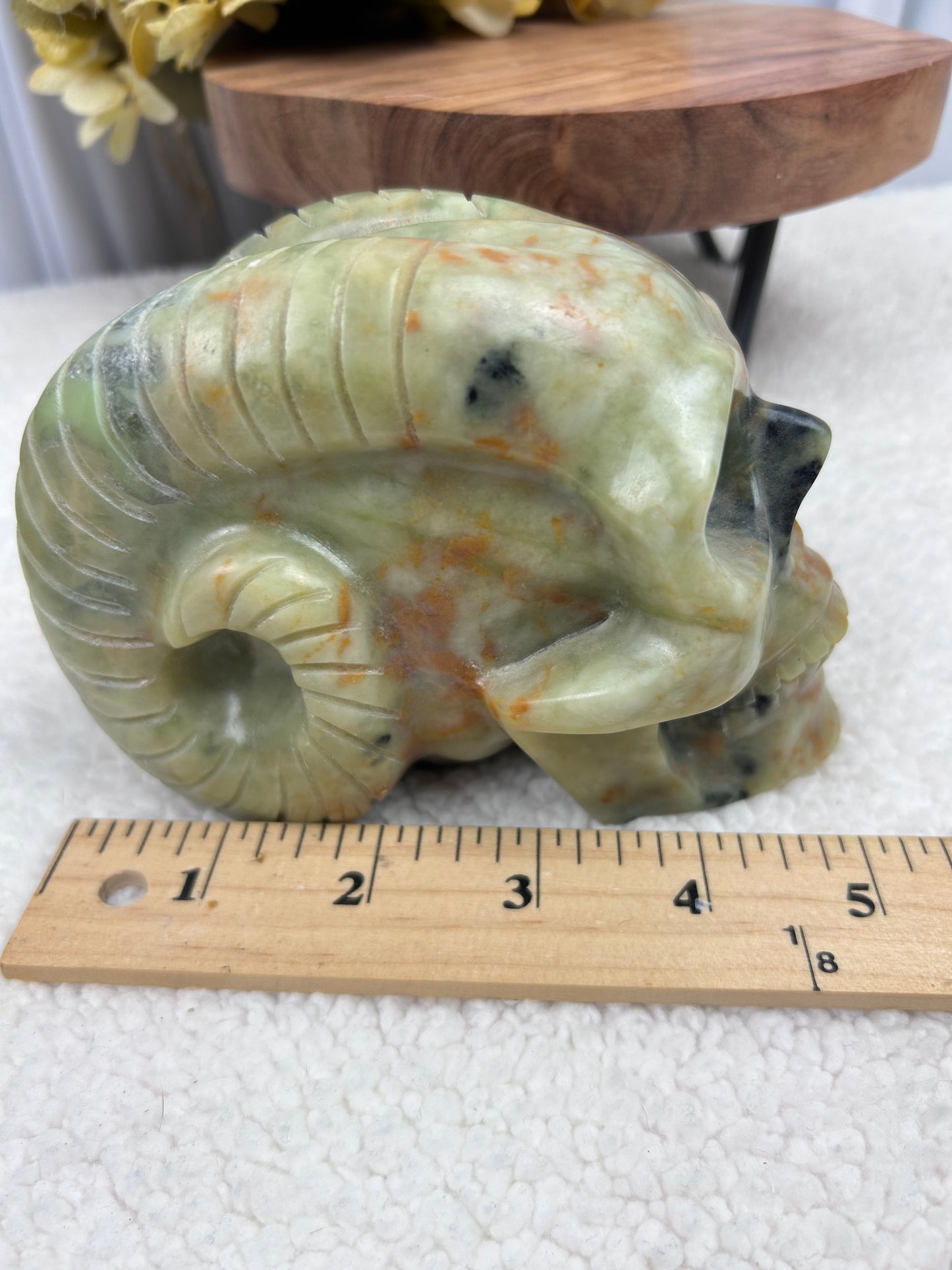 Green Onyx Horned Skull