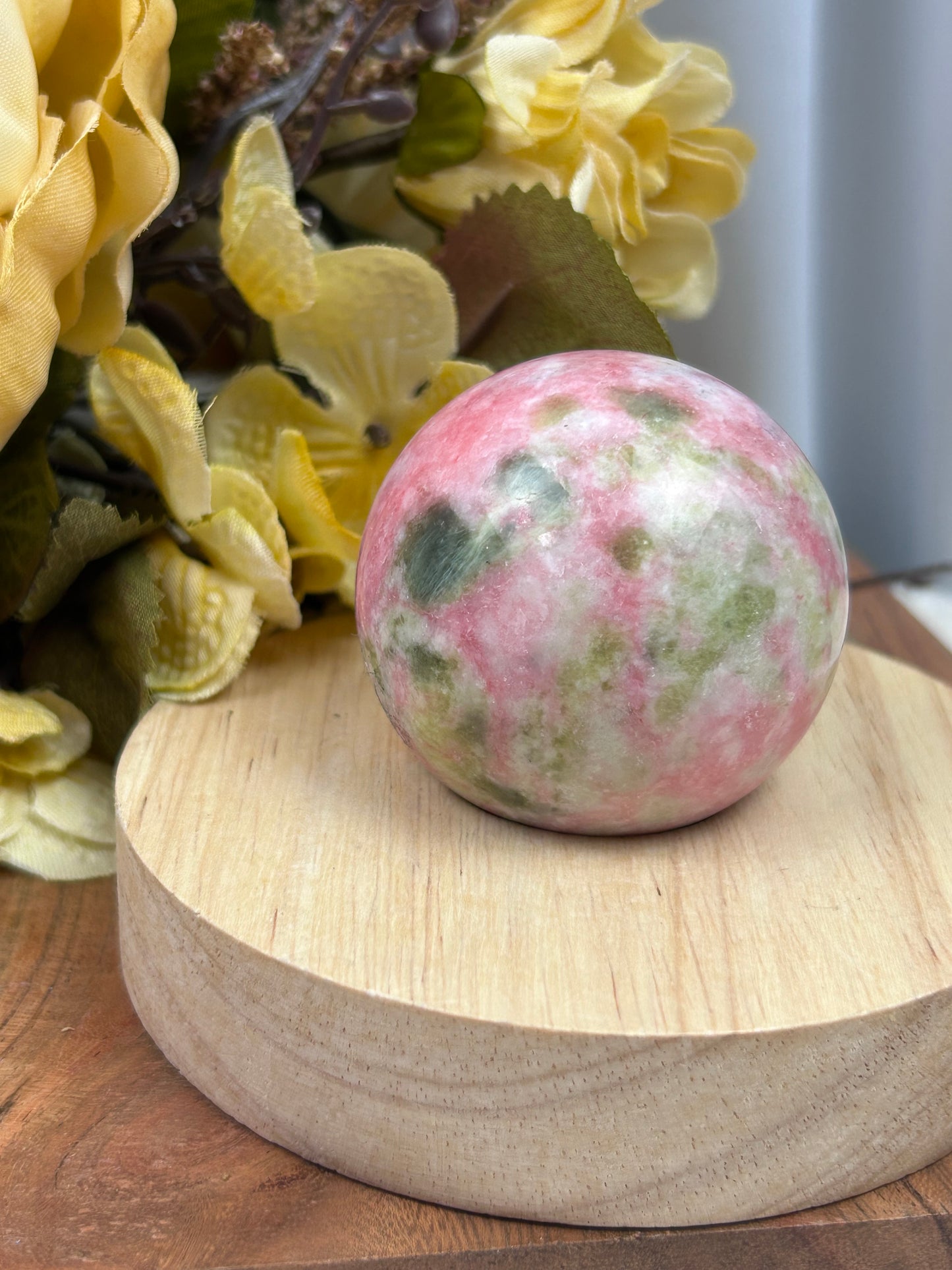 Thulite with Epidote Sphere