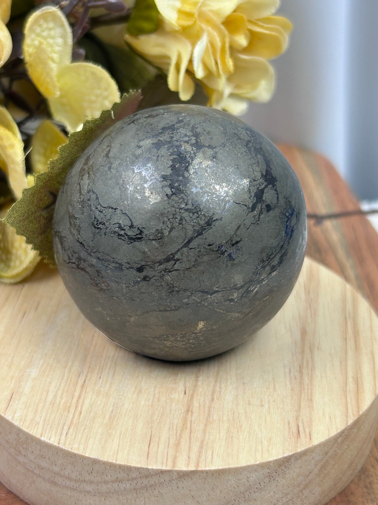 Pharaoh Stone Pyrite in Basalt Sphere