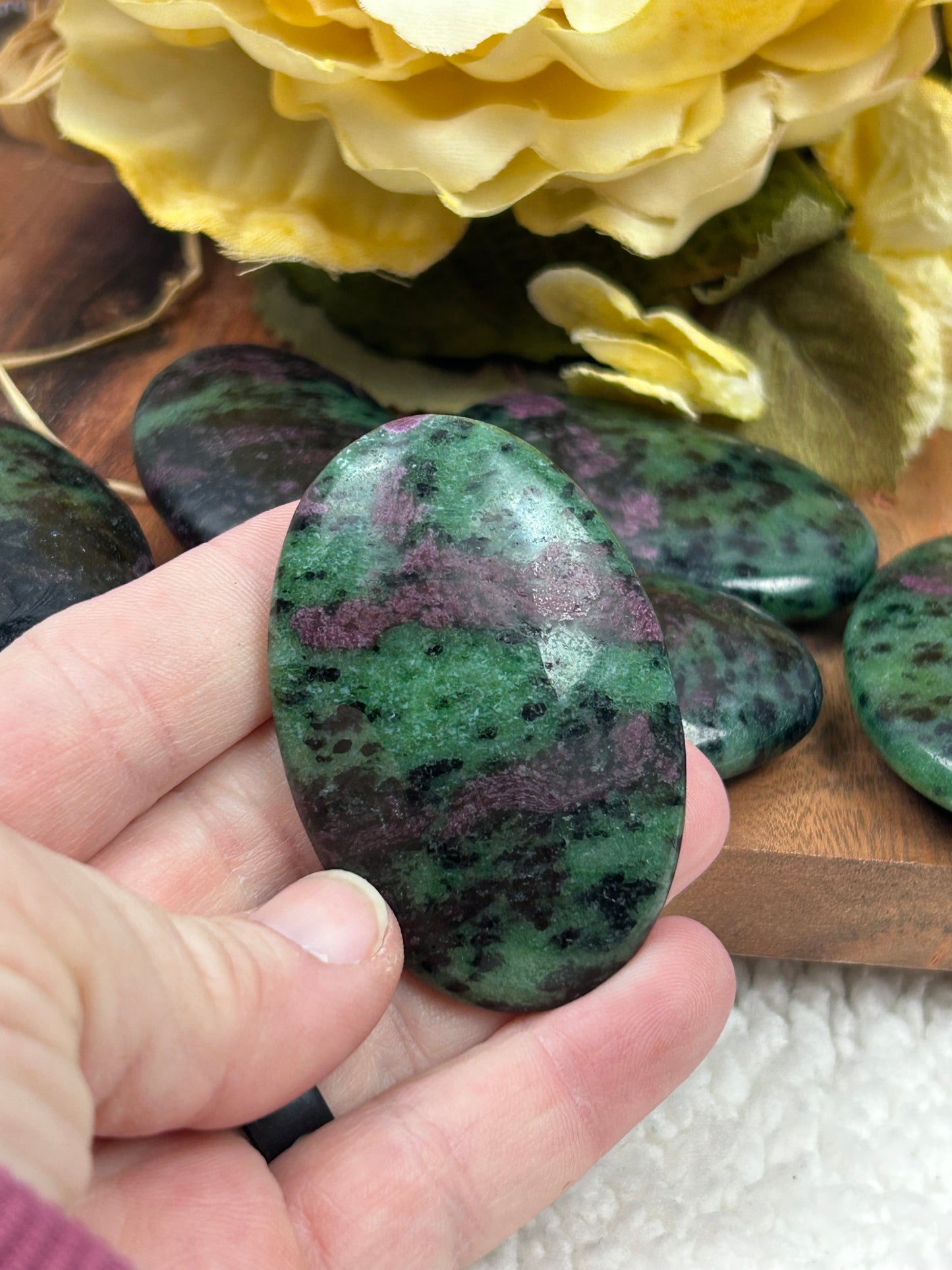 One (1) Ruby Zoisite Palm Stone - Intuitively Chosen