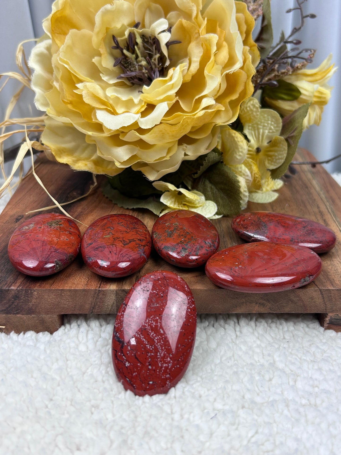 One (1) Red Jasper Palm Stone - Intuitively Chosen
