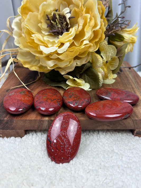 One (1) Red Jasper Palm Stone - Intuitively Chosen