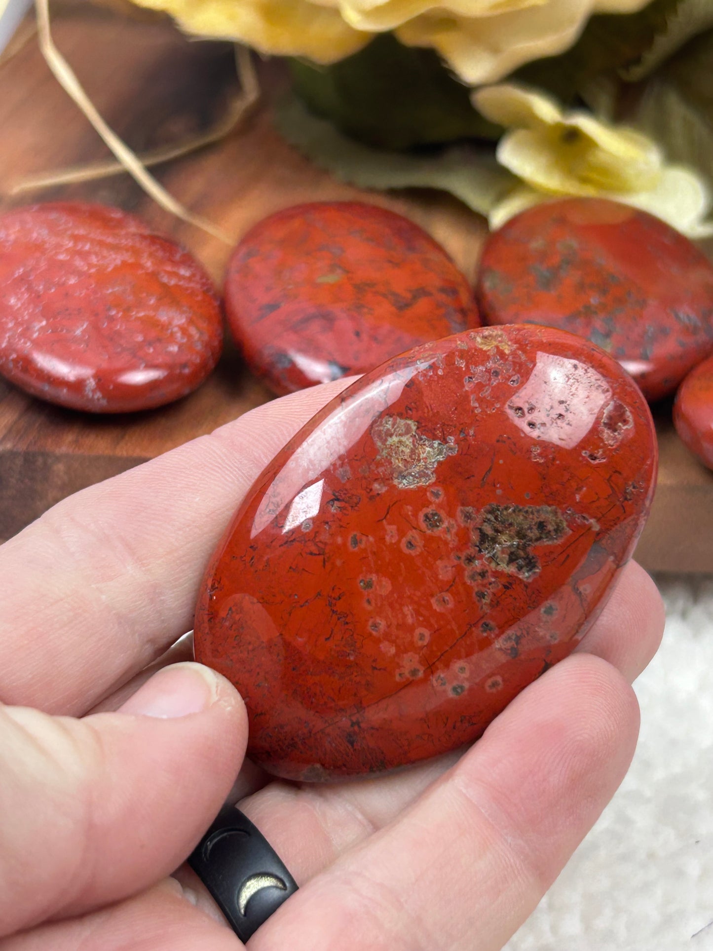 One (1) Red Jasper Palm Stone - Intuitively Chosen