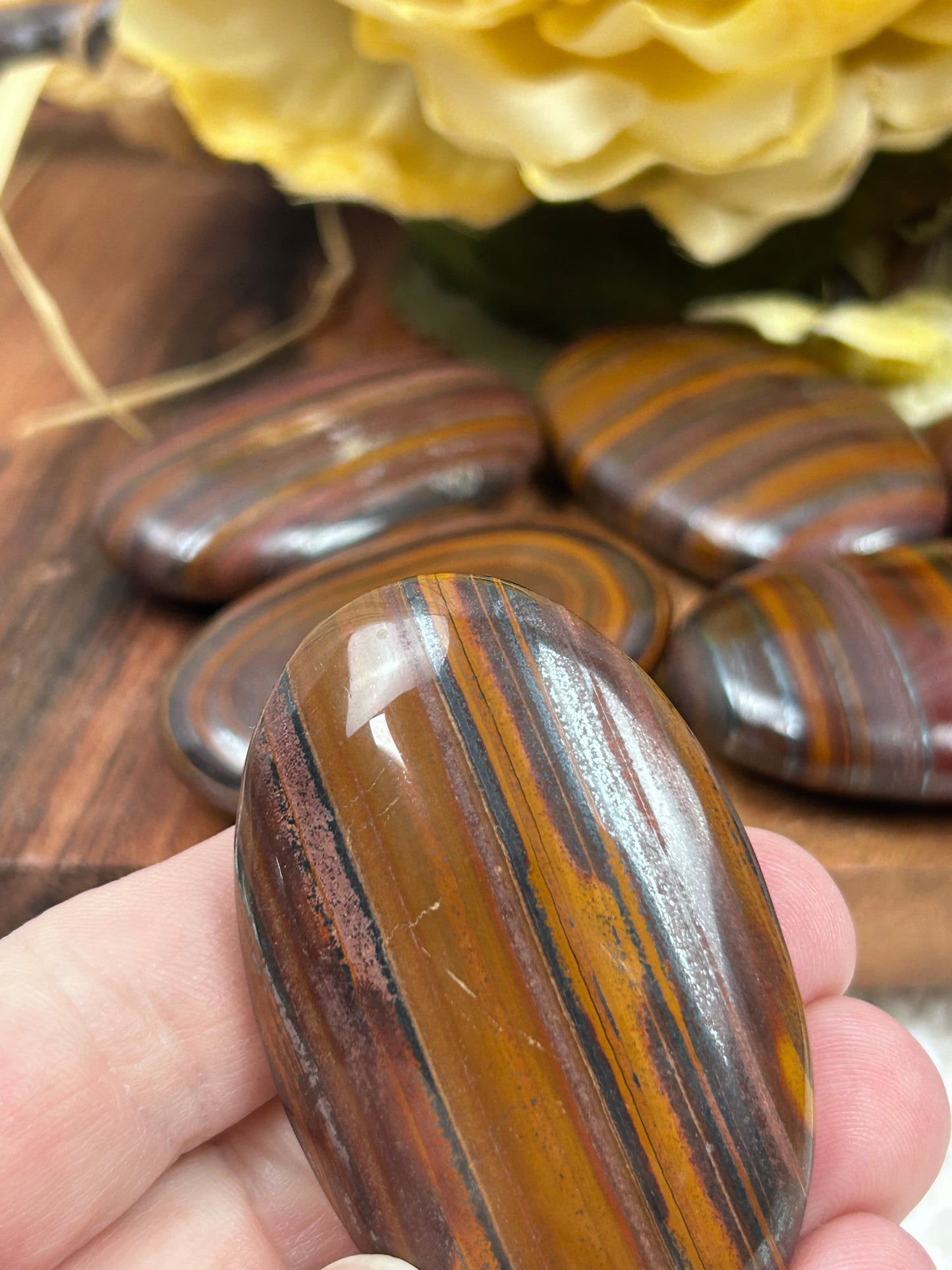 One (1) Tiger Iron Palm Stone - Intuitively chosen