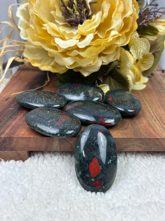 One (1) African Bloodstone Palm Stone - Intuitively chosen