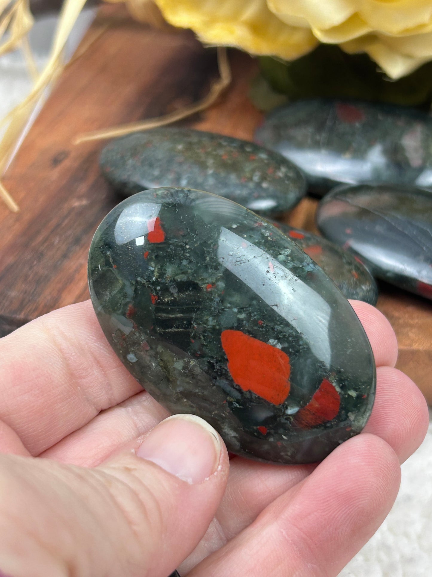 One (1) African Bloodstone Palm Stone - Intuitively chosen
