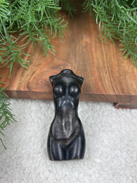 Silver Sheen Obsidian Torso