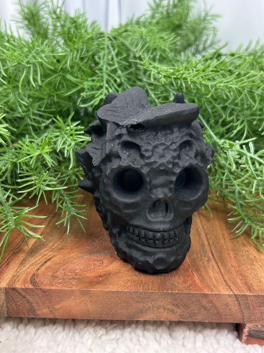 Obsidian Skull w/ Butterfly