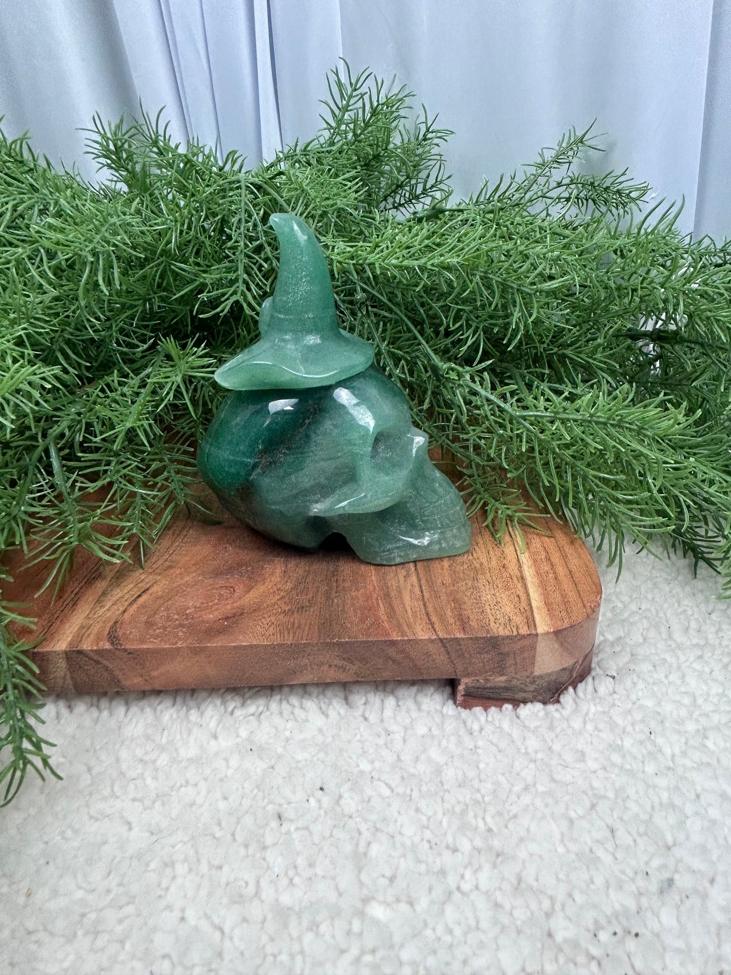 Green Aventurine Witchy Skull