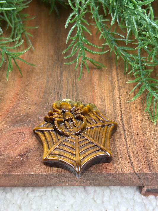 Tiger’s Eye Spider Carving