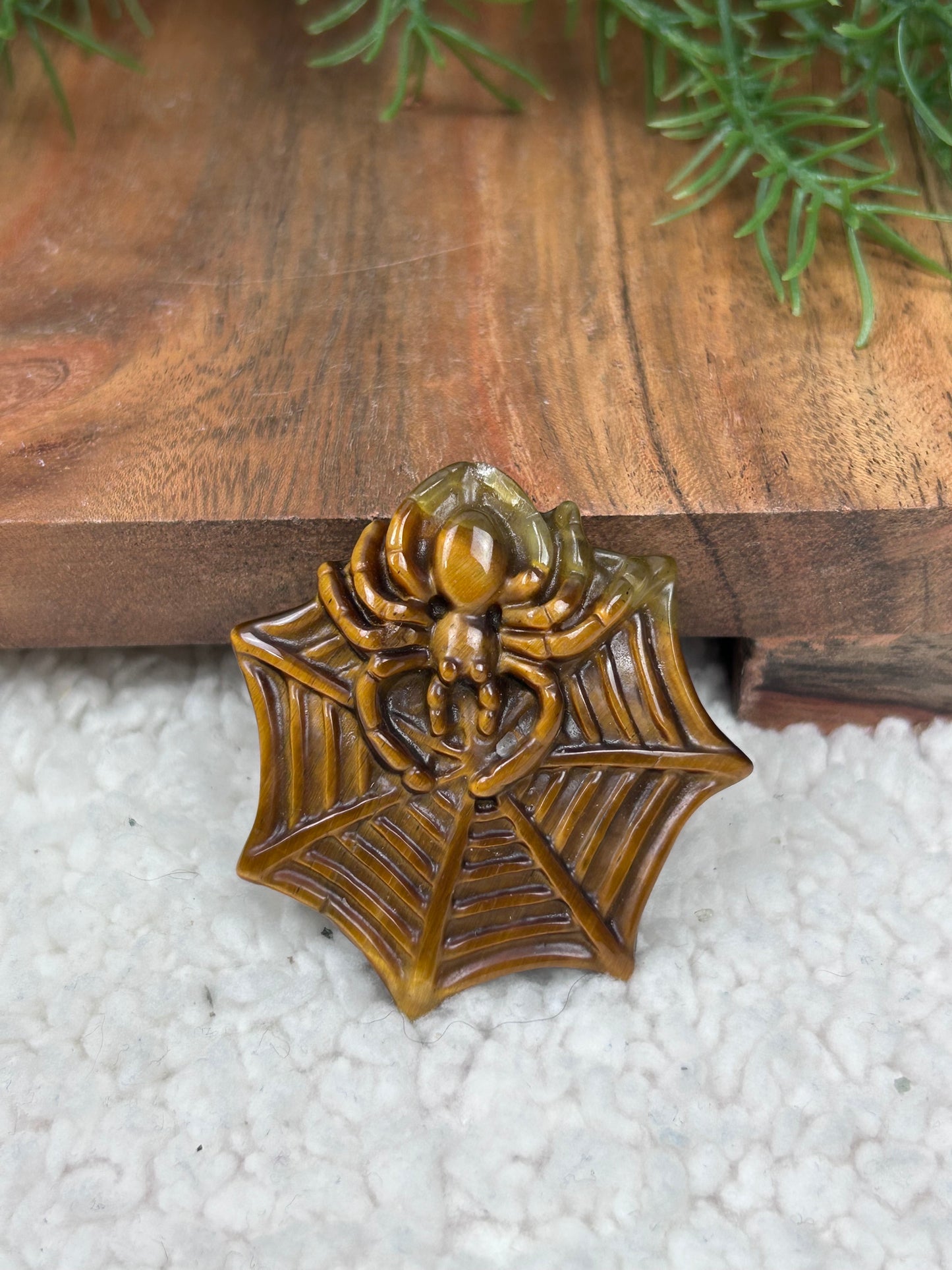 Tiger’s Eye Spider Carving