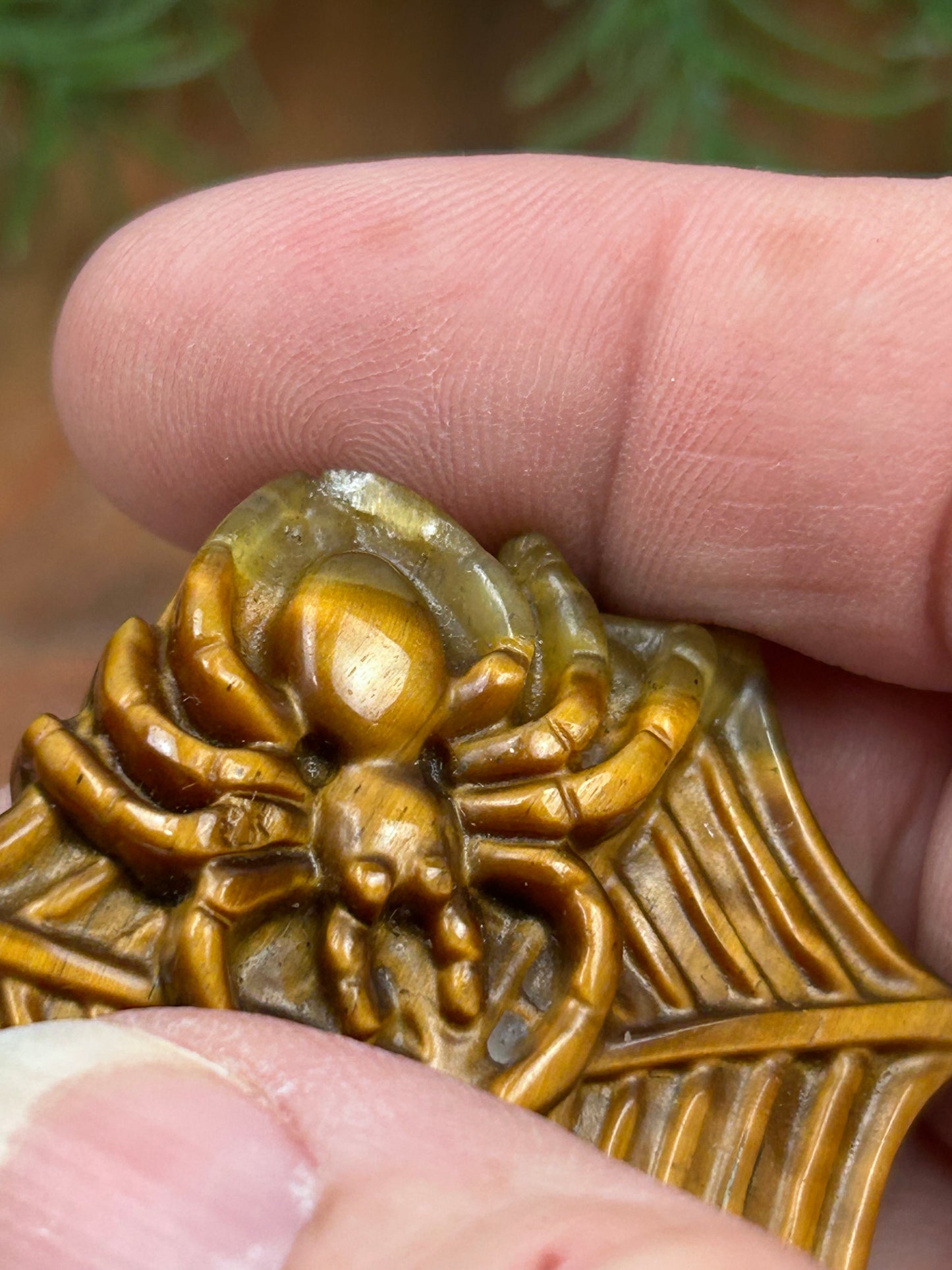 Tiger’s Eye Spider Carving