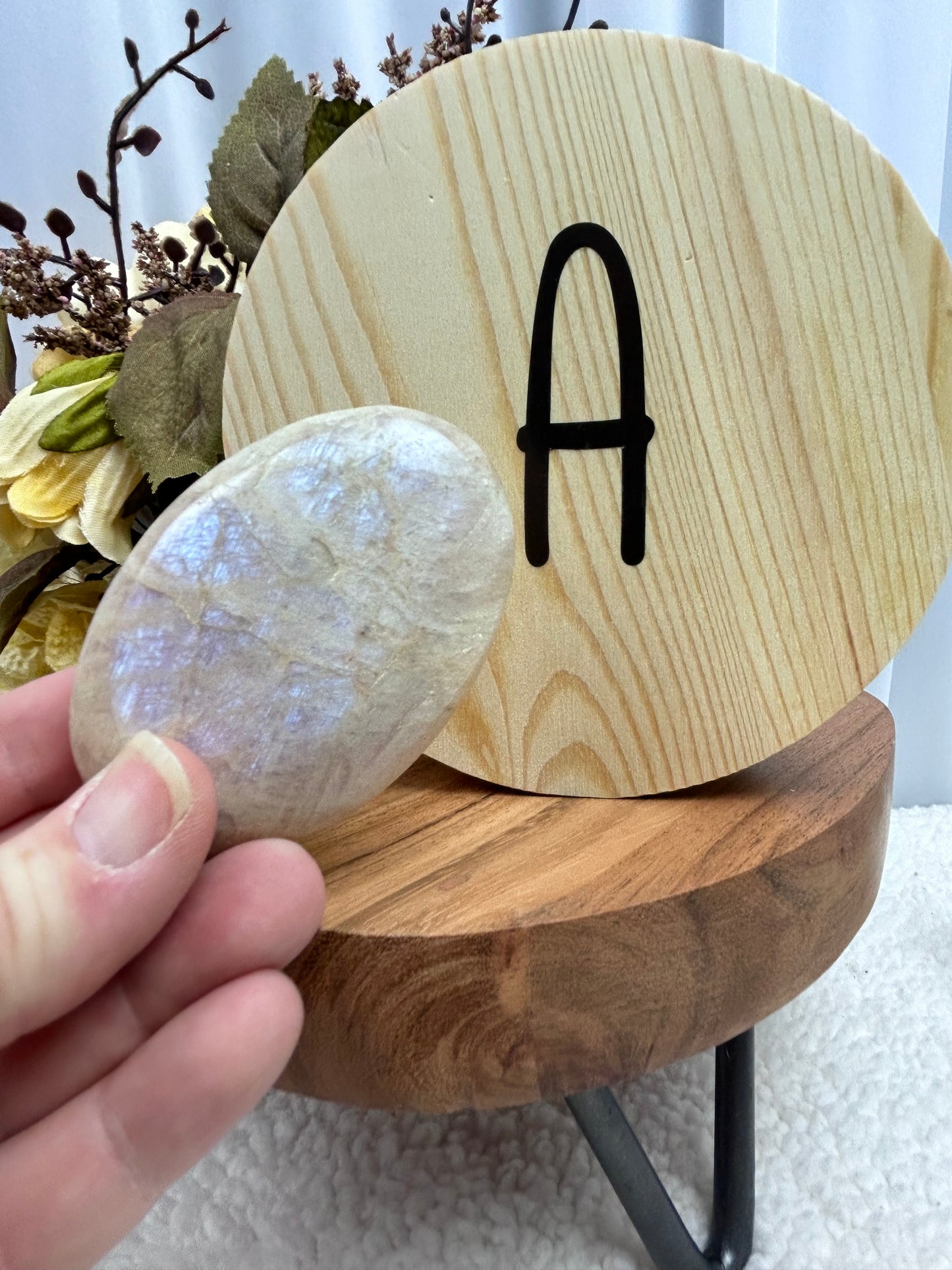 Peach Moonstone Palm Stone A