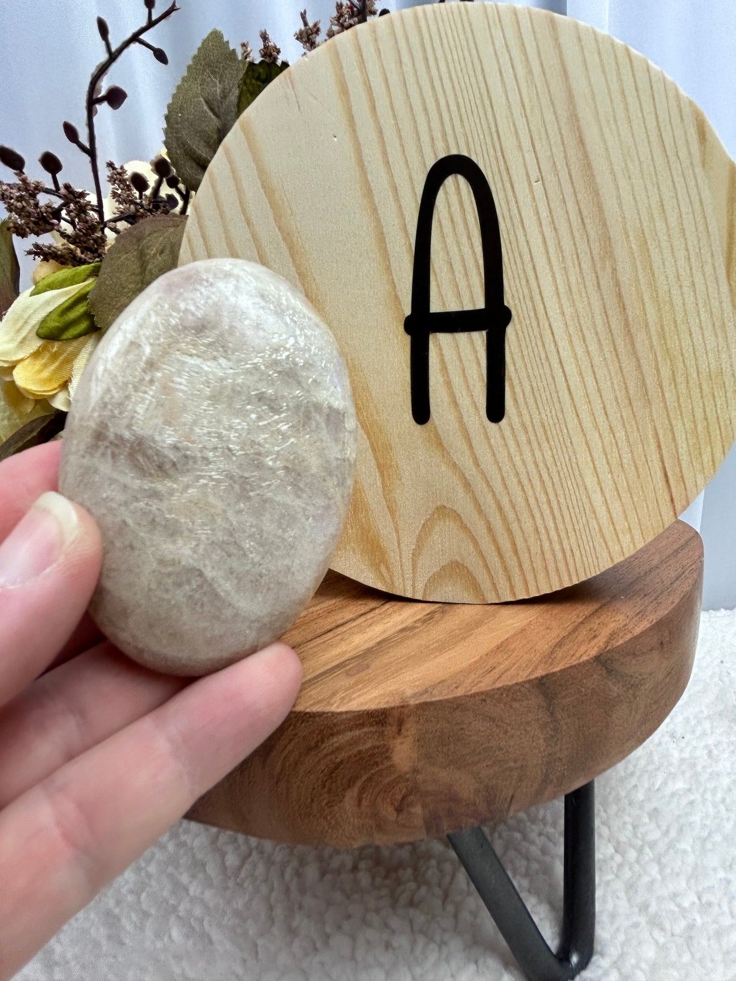 Peach Moonstone Palm Stone A