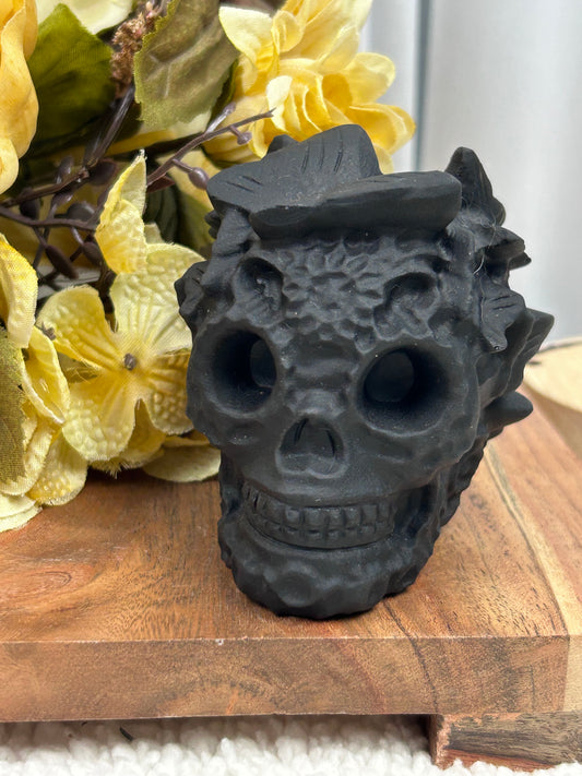 Black Obsidian Skull w/ Butterfly